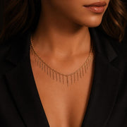 Gold Tassel Necklace – Minimalist Chain — image 5