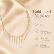 Gold Tassel Necklace – Minimalist Chain — image 2