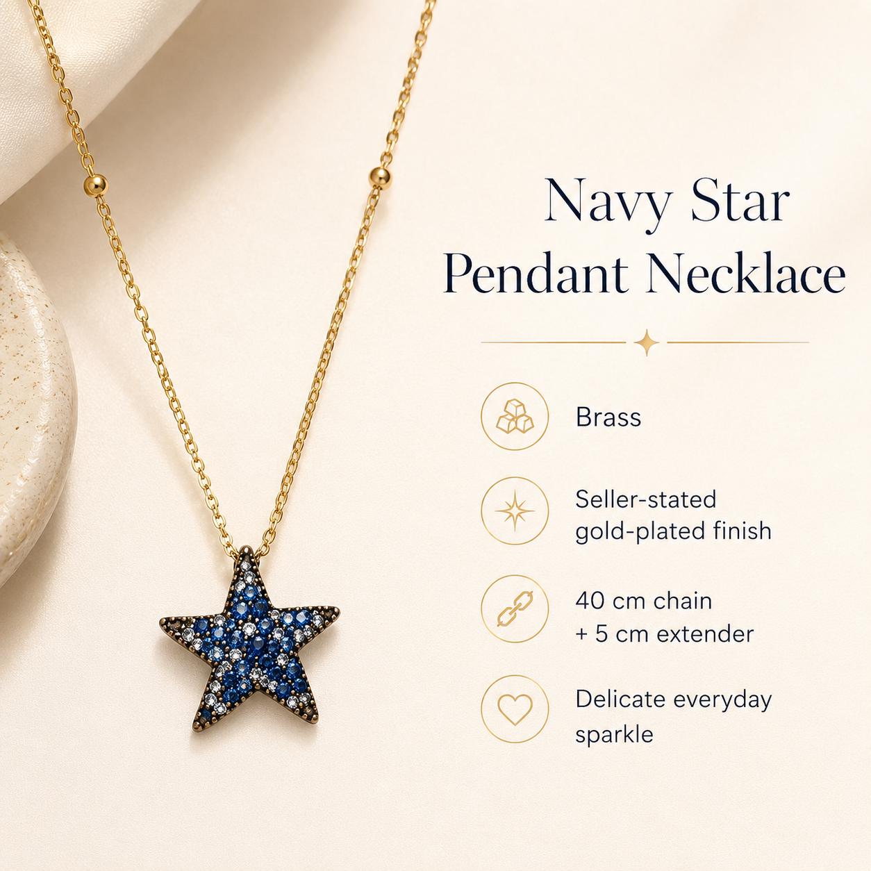 Navy Star Gold Pendant Necklace — image 2