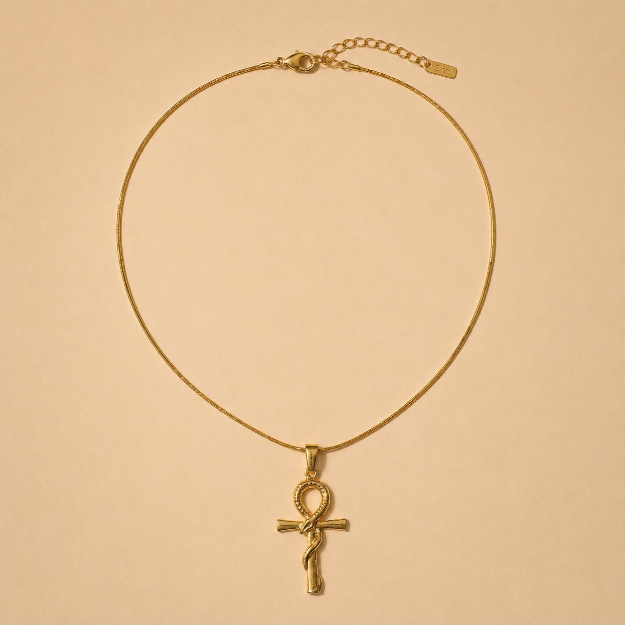 Ankh Snake Gold Pendant Necklace — image 6