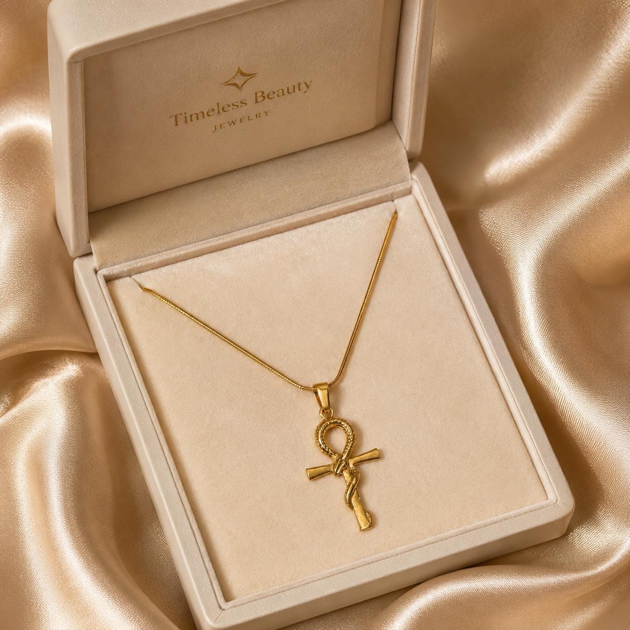 Ankh Snake Gold Pendant Necklace — image 10