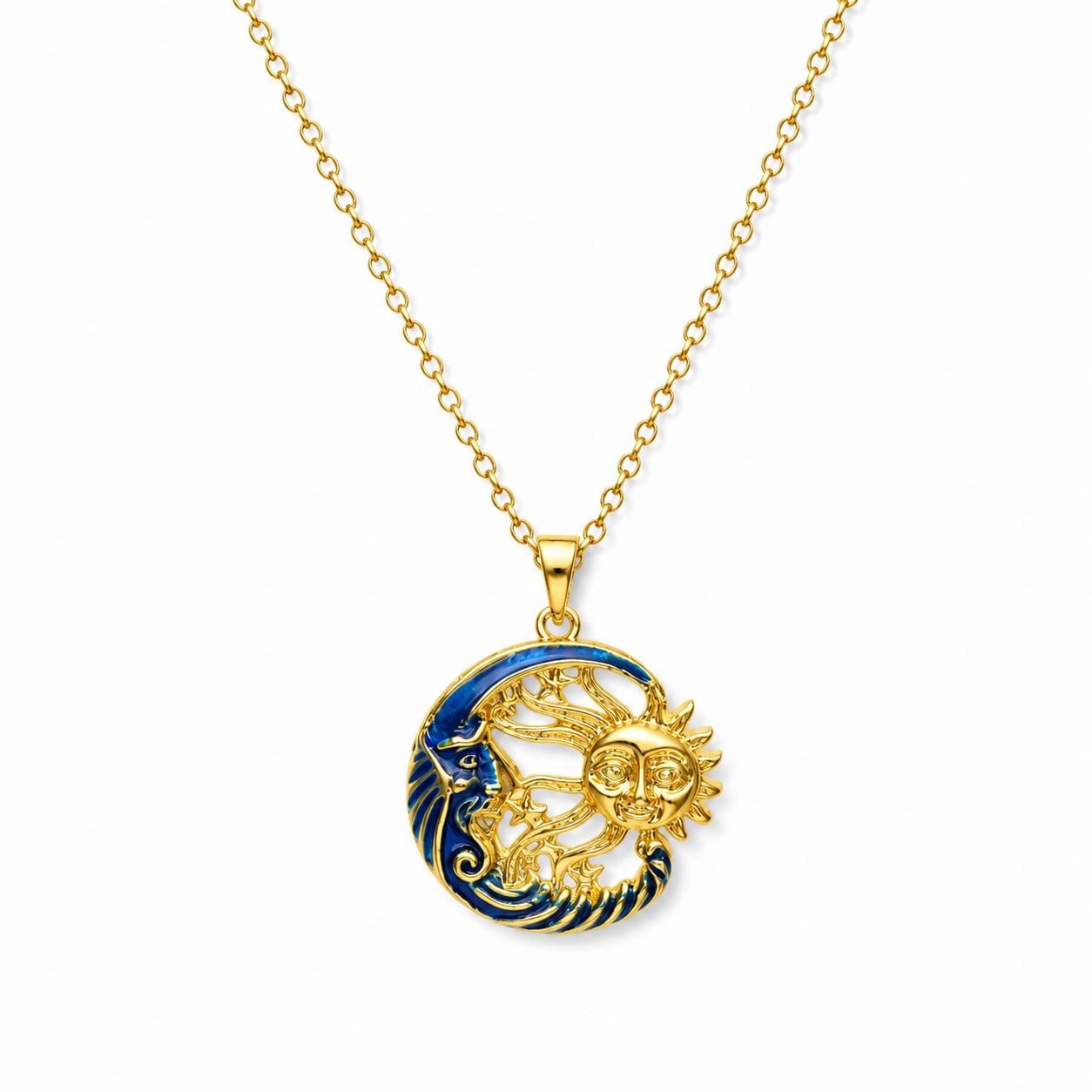 Embroidered Sun Gold Pendant – Long Chain — image 8