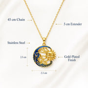 Embroidered Sun Gold Pendant – Long Chain — image 2