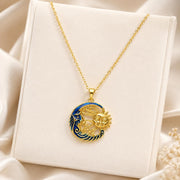 Embroidered Sun Gold Pendant – Long Chain — image 9