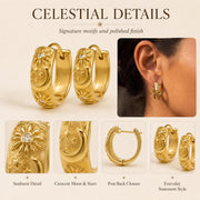 Celestial Sun & Moon Gold Hoop Earrings — image 7