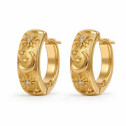 Celestial Sun & Moon Gold Hoop Earrings — image 8