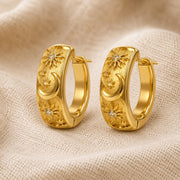 Celestial Sun & Moon Gold Hoop Earrings — image 10