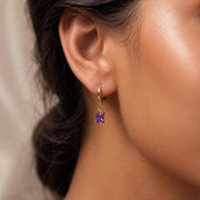 Purple Stone Gold Huggie Earrings — image 10