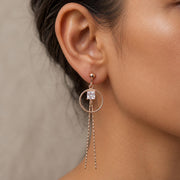 Rose Gold Crystal Chain Drop Earrings — image 1