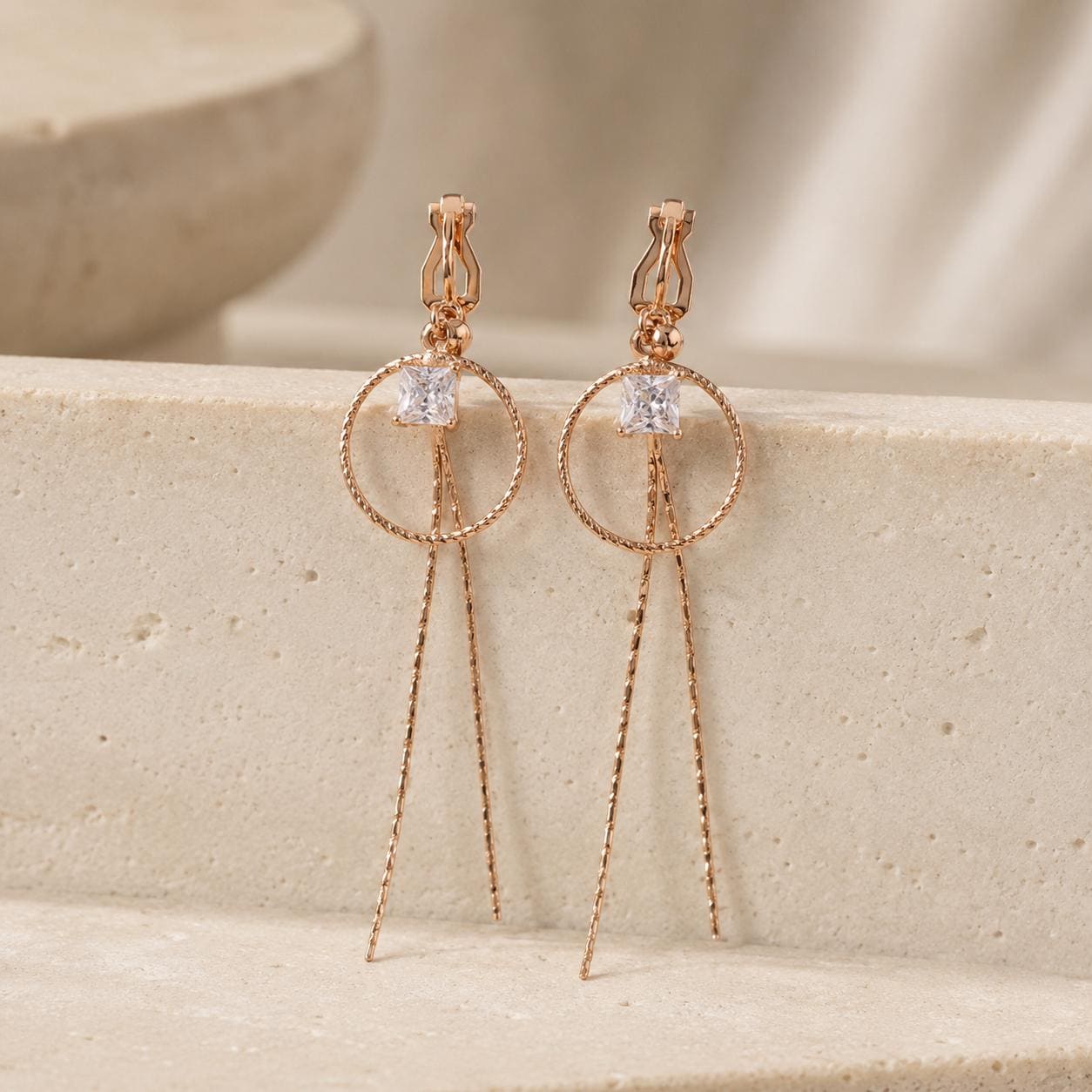 Rose Gold Crystal Chain Drop Earrings — image 10