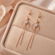 Rose Gold Crystal Chain Drop Earrings — image 8