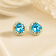Aqua Resin & Crystal Stud Earrings — image 7