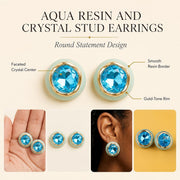 Aqua Resin & Crystal Stud Earrings — image 2