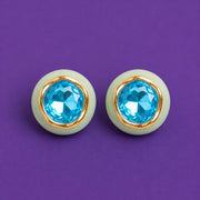 Aqua Resin & Crystal Stud Earrings — image 10