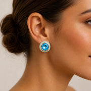 Aqua Resin & Crystal Stud Earrings — image 3
