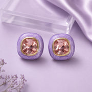 Lavender Resin & Pink Crystal Stud Earrings — image 8