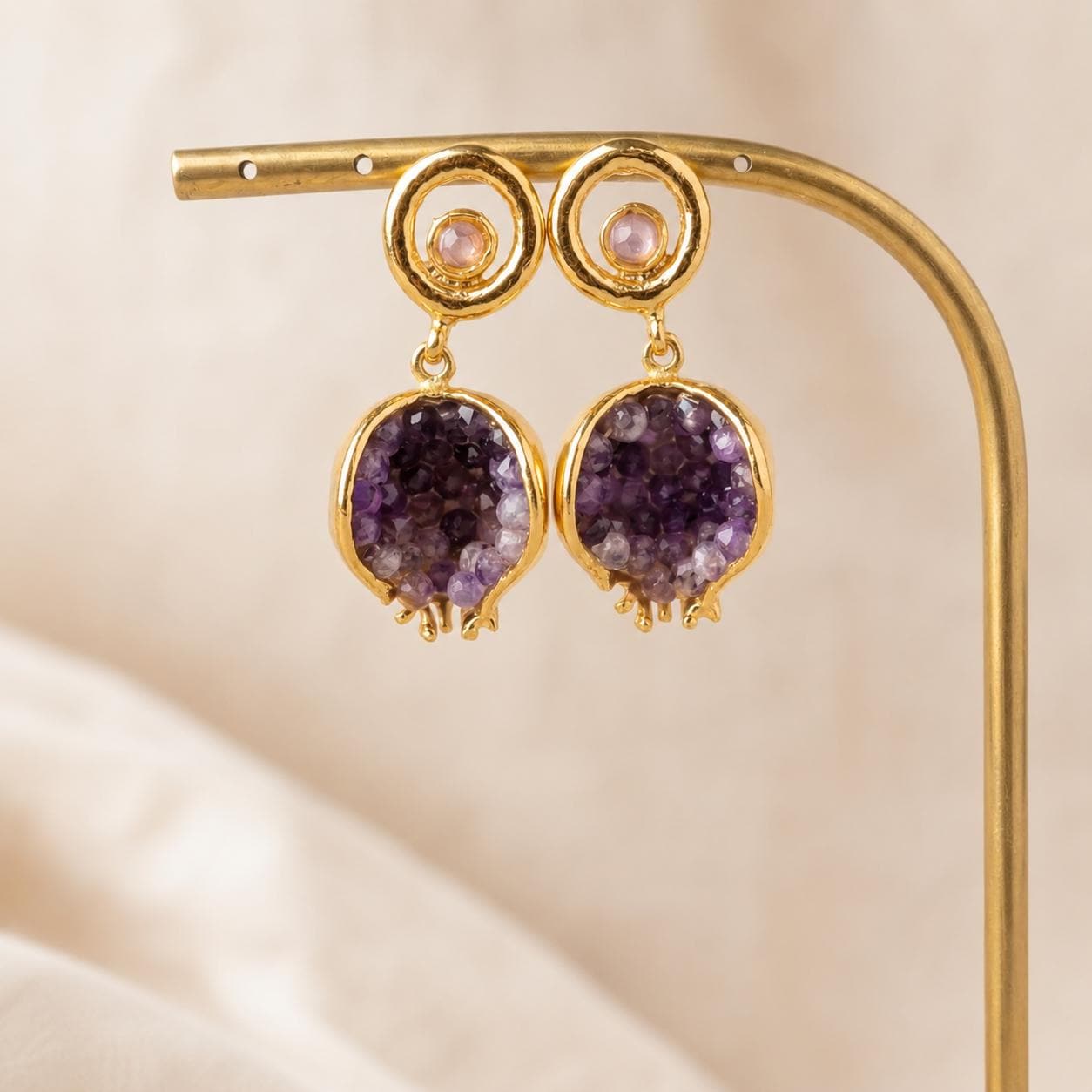 Pomegranate Purple Crystal Earrings — image 5