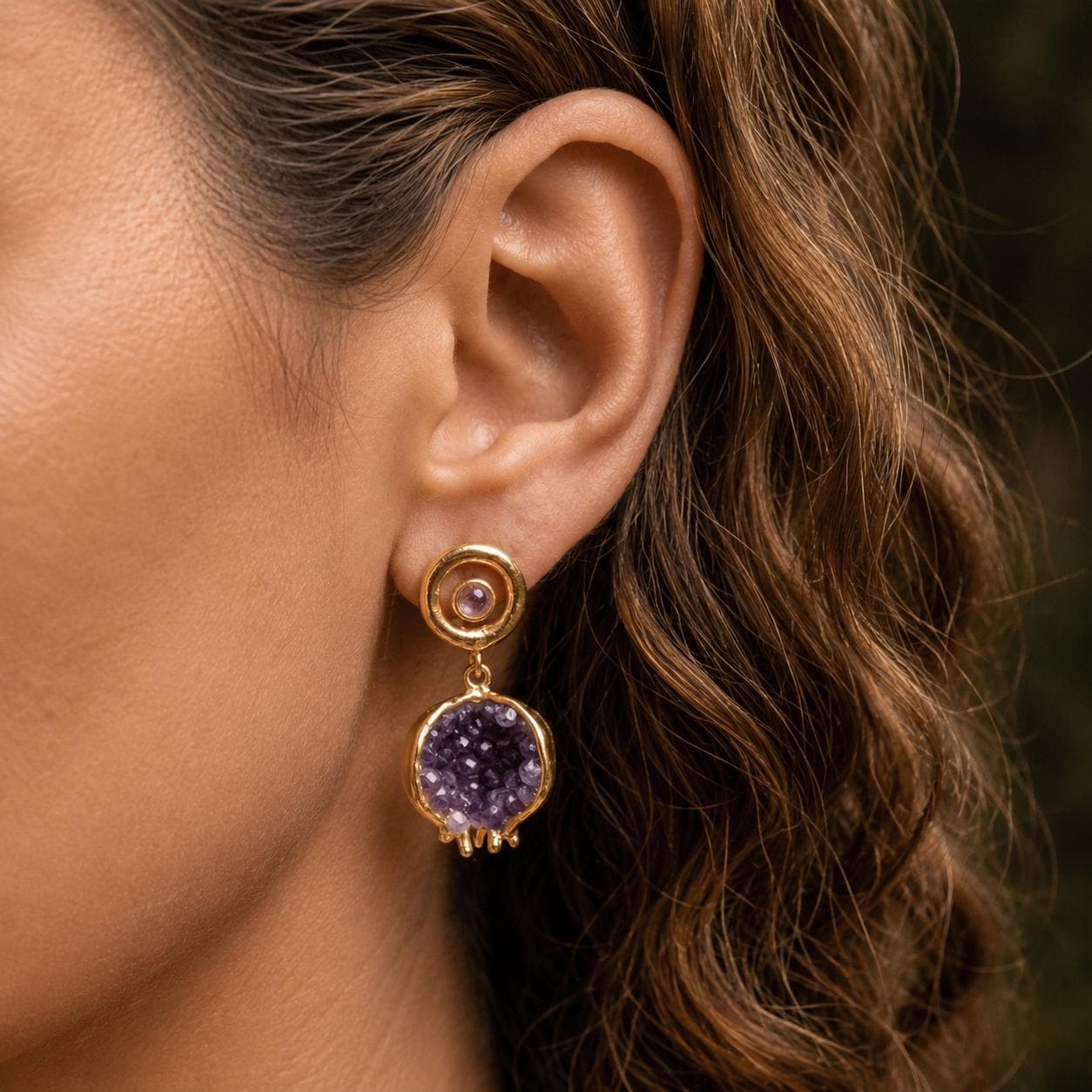 Pomegranate Purple Crystal Earrings — image 1