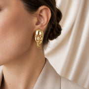Abstract Face Gold Stud Earrings — image 1