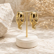 Abstract Face Gold Stud Earrings — image 3