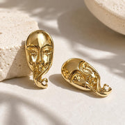 Abstract Face Gold Stud Earrings — image 10