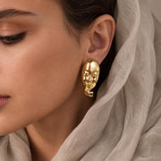 Abstract Face Gold Stud Earrings — image 4