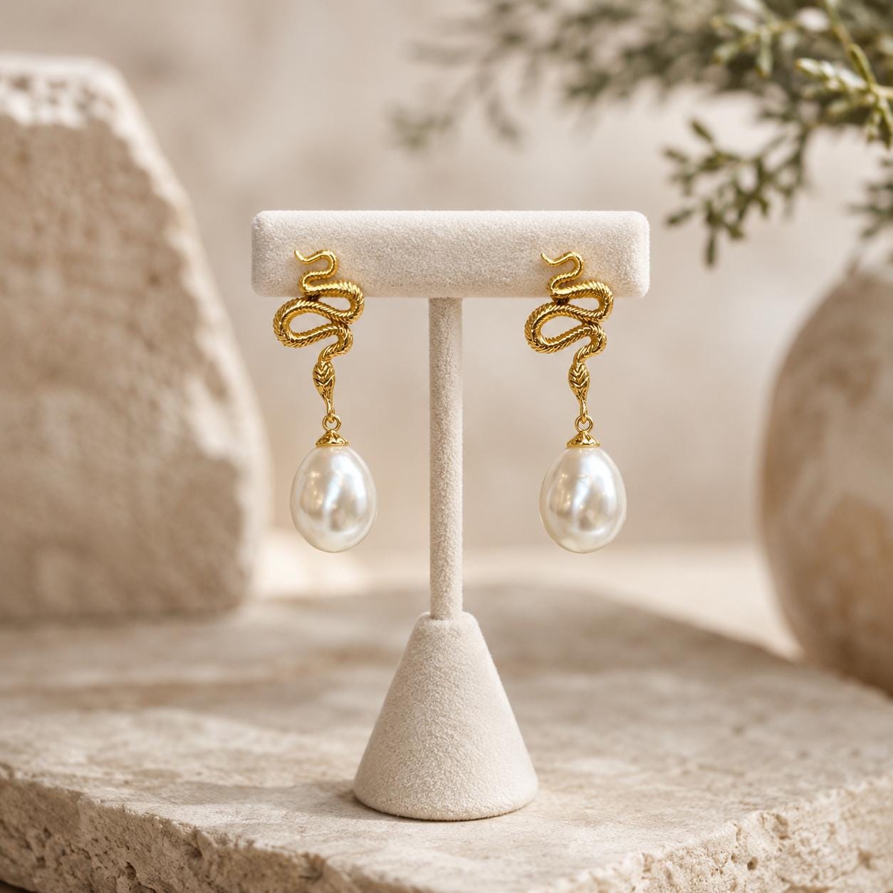Snake & Freshwater Pearl Earrings — image 5