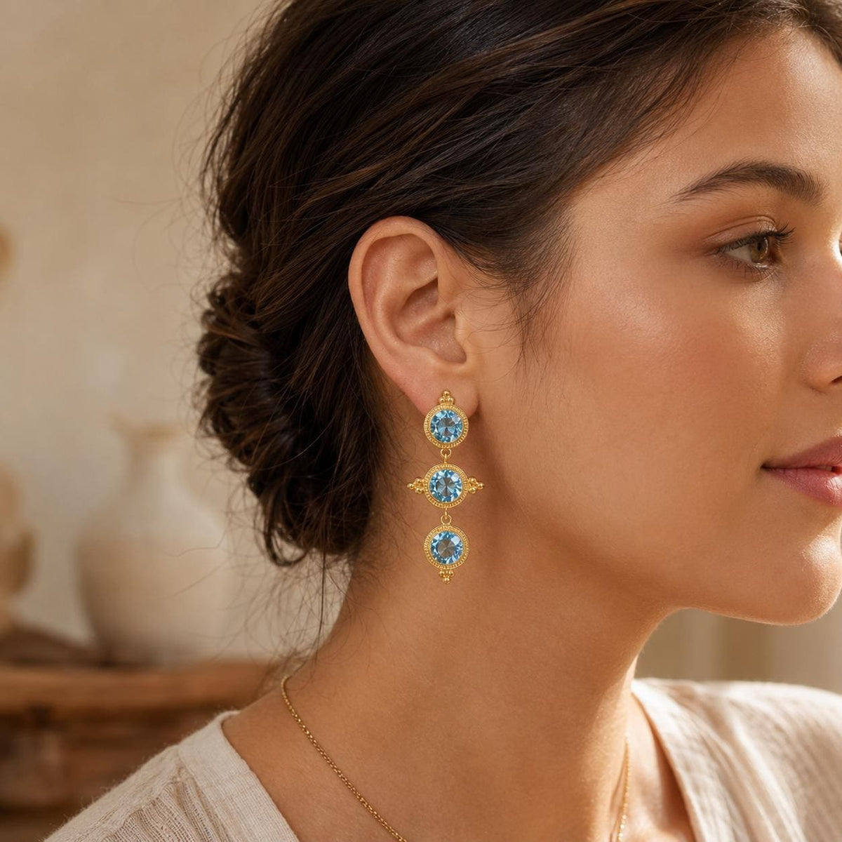Blue Stone Byzantine Drop Earrings — image 10