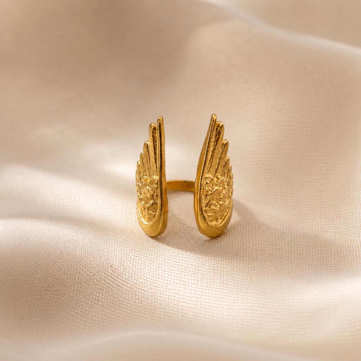 Wing Gold Ring – Adjustable Vintage Style — image 10