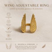 Wing Gold Ring – Adjustable Vintage Style — image 6