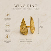 Wing Gold Ring – Adjustable Vintage Style — image 9