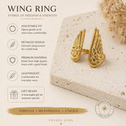 Wing Gold Ring – Adjustable Vintage Style — image 8