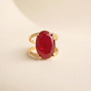 Large Red Crystal Gold Statement Ring — image 3