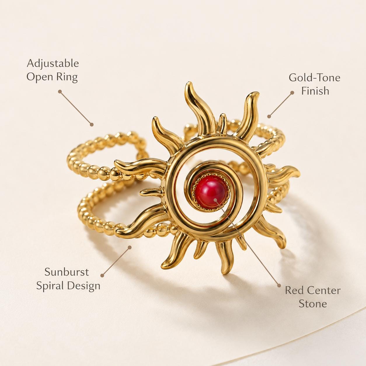Coral Sun Gold Ring — image 5