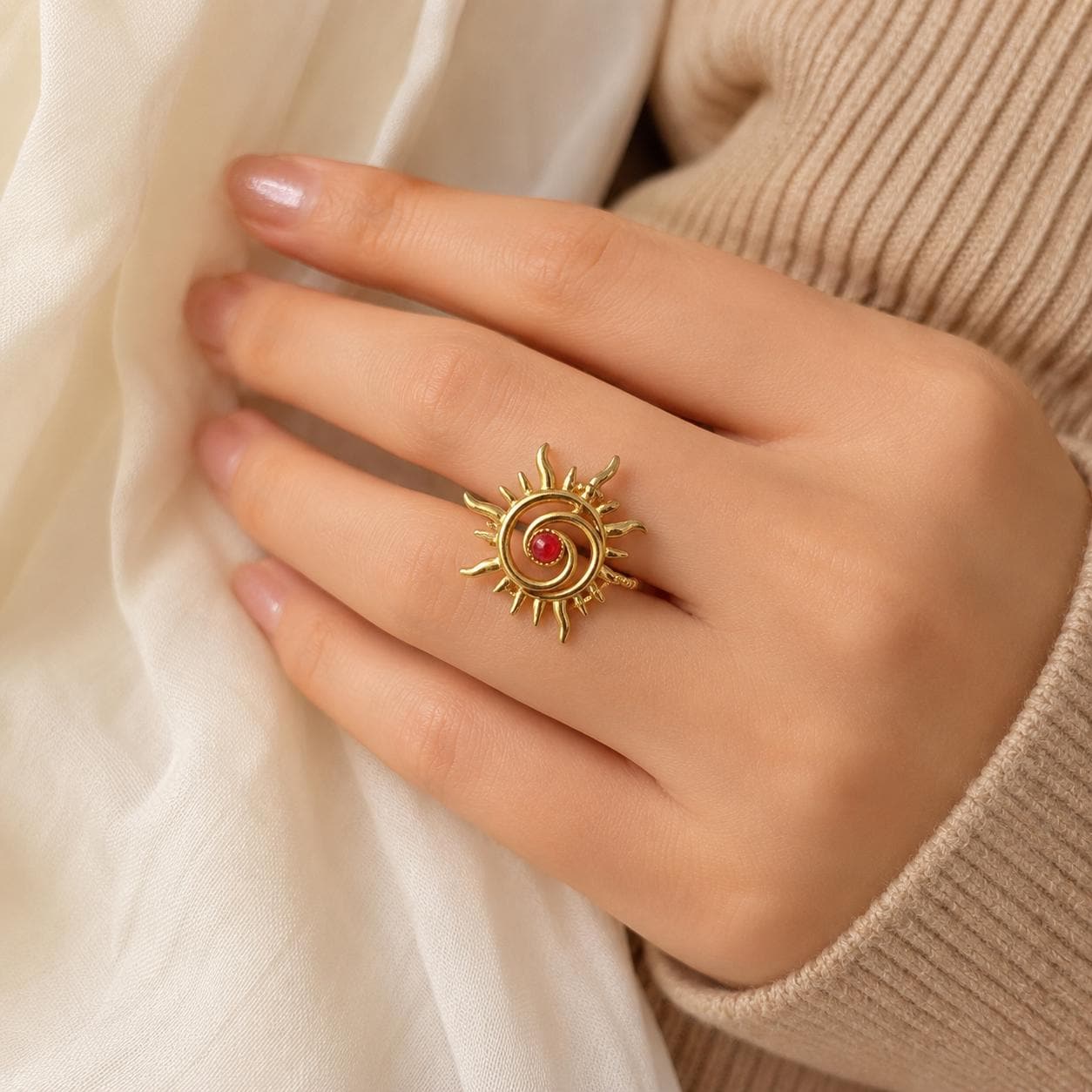 Coral Sun Gold Ring — image 8