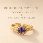 Oval Purple Halo Gold Ring — image 2