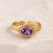 Oval Purple Halo Gold Ring — image 1