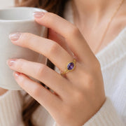 Oval Purple Halo Gold Ring — image 8