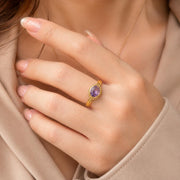 Oval Purple Halo Gold Ring — image 6