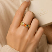 Multicolor Stone Rainbow Gold Ring — image 3