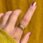 Engraved Evil Eye Gold Band Ring — image 5