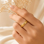 Engraved Evil Eye Gold Band Ring — image 7