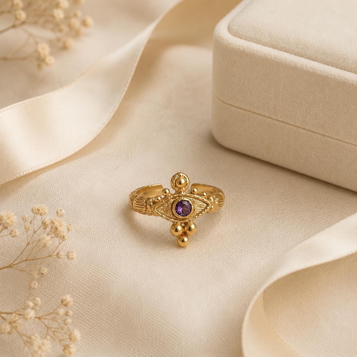 Purple Stone Byzantine Eye Gold Ring — image 10