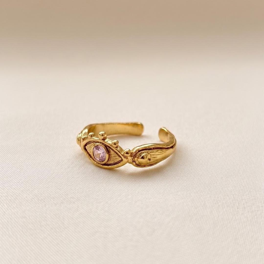 Purple Stone Gold Statement Ring — image 3