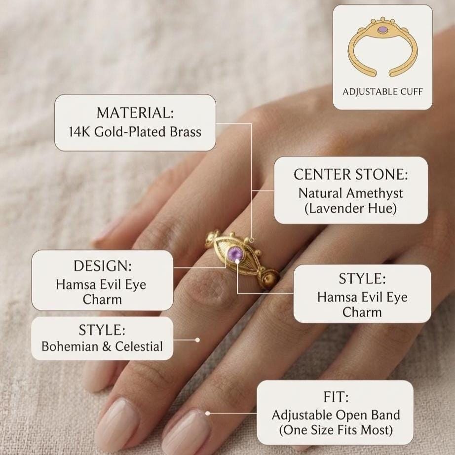 Purple Stone Gold Statement Ring — image 2