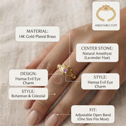 Purple Stone Gold Statement Ring — image 2