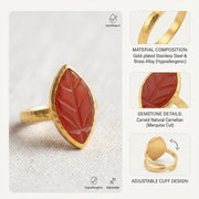 Carved Carnelian Leaf Signet Ring — image 2