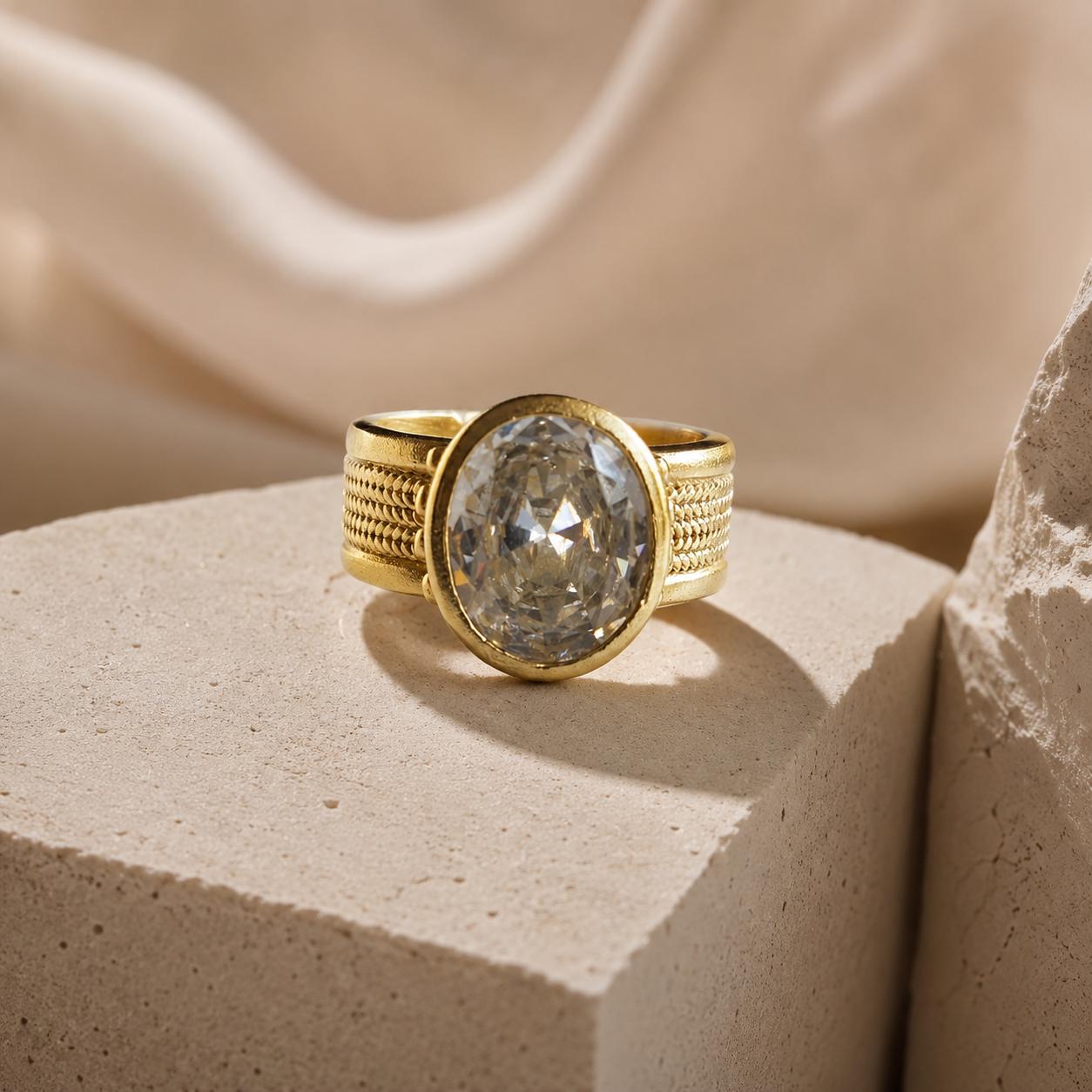 Baguette Stone Gold Statement Ring — image 3
