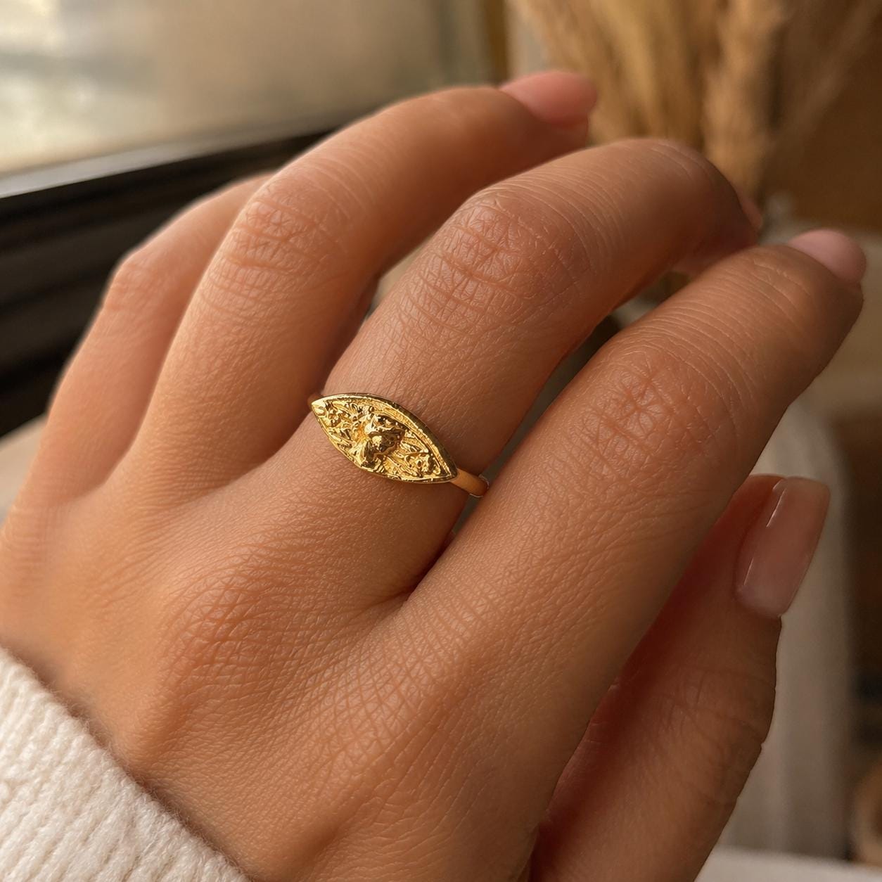Textured Gold Statement Ring — image 7