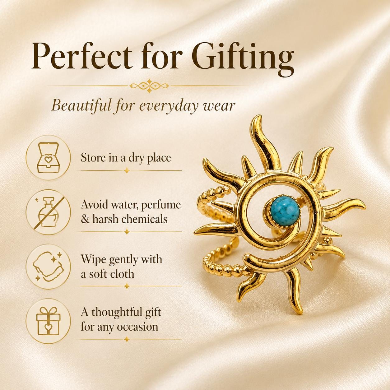 Turquoise Sun Gold Ring — image 3